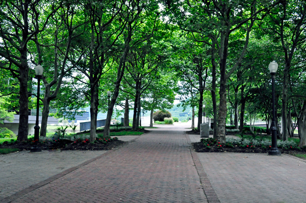 brick path to a bridge